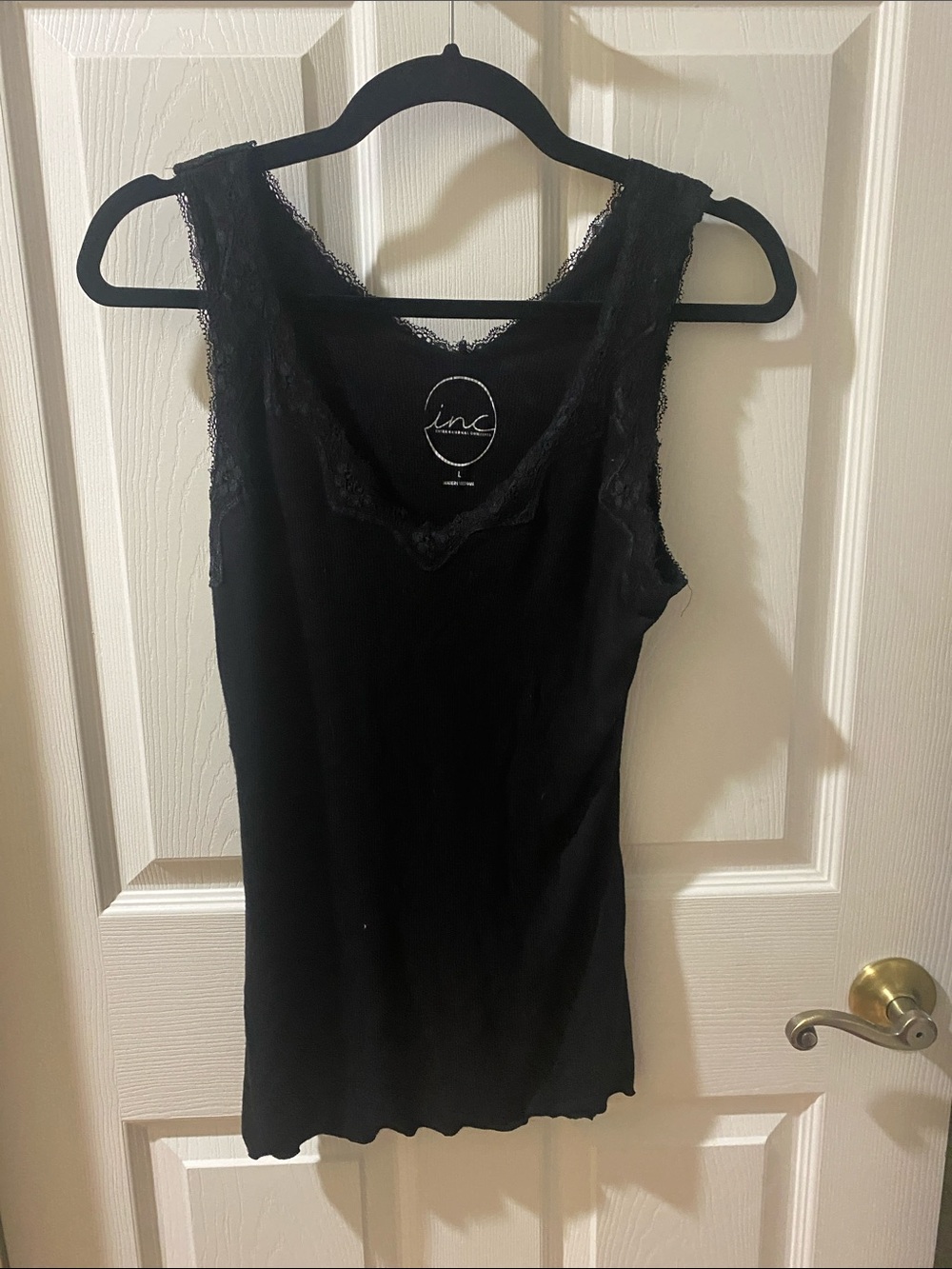 INC International Concepts Black Lace-Trim Tank